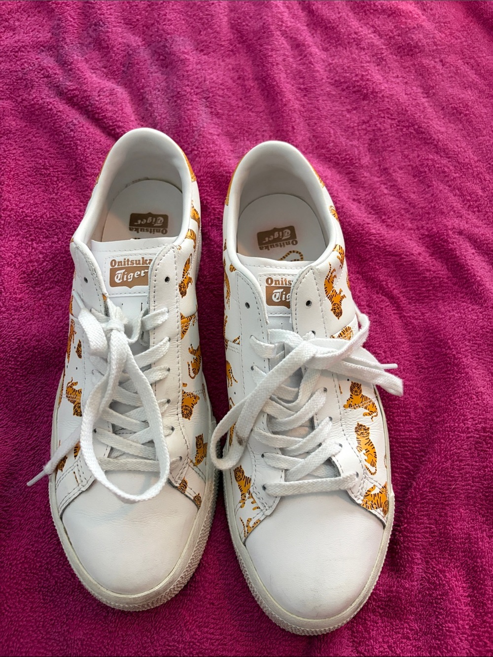 Onitsuka Tiger by Asics Kids White Sneakers with Orange Tiger Motif